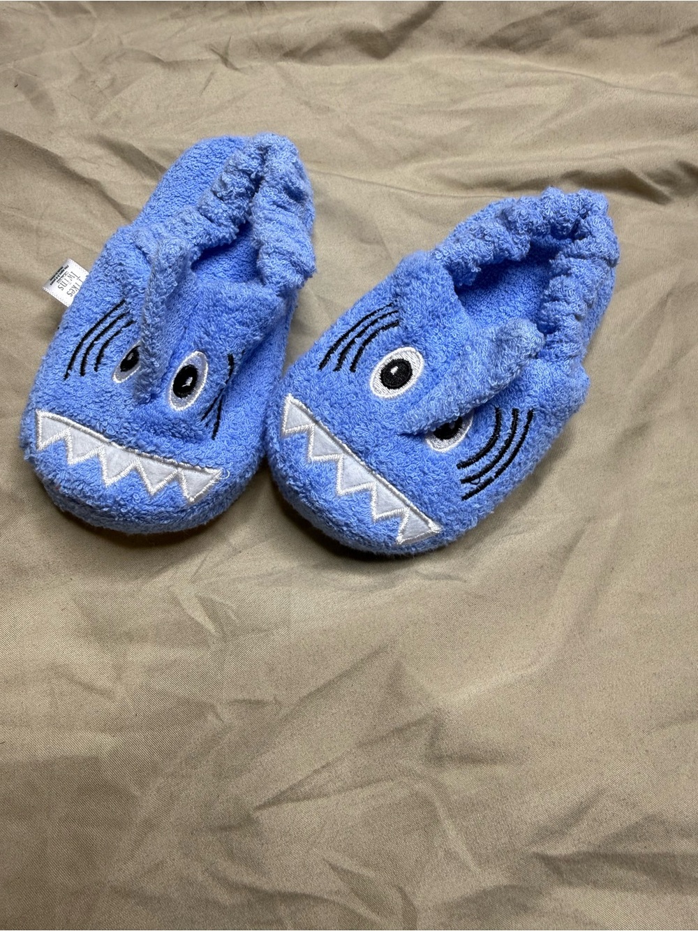 🔥2 for $10🔥 Toddler Blue Shark Kids One-Piece Slipper Yikes Twins Fits Ages 2-4